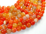 Banded Agate Beads, Orange, 10mm(10.5mm) Round-BeadBasic