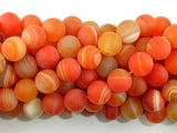 Matte Banded Agate Beads, Orange, 10mm Round Beads-BeadBasic
