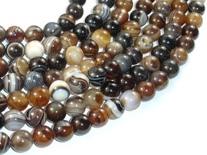 Banded Agate Beads, Brown, 10mm(10.5mm) Round Beads-BeadBasic