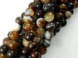 Banded Agate Beads, Brown, 10mm(10.5mm) Round Beads-BeadBasic