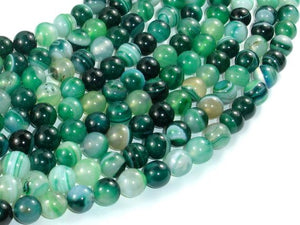 Banded Agate Beads, Green, 8mm(8.3mm)-BeadBasic