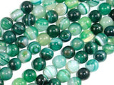 Banded Agate Beads, Green, 8mm(8.3mm)-BeadBasic
