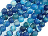 Matte Banded Agate Beads, Blue, 10mm Round Beads-BeadBasic