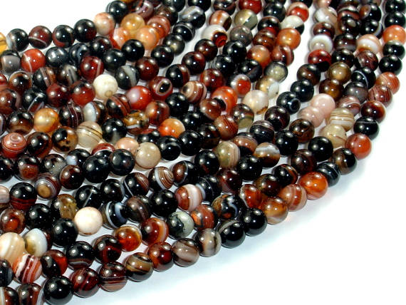 Banded Agate Beads, Sardonyx Agate Beads, 6mm(6.3mm) Round-BeadBasic