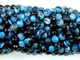 Agate Beads, Blue & Black, 6mm(6.3mm) Faceted Round-BeadBasic