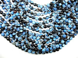 Agate Beads, Blue & Black, 8mm Faceted Round-BeadBasic
