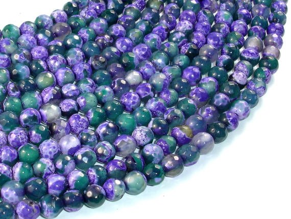 Agate Beads, Purple & Green, 6mm Faceted, 14.5 Inch-BeadBasic