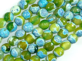 Agate Beads, Blue & Green, 8mm(8.4mm) Faceted-BeadBasic