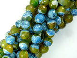 Agate Beads, Blue & Green, 10mm Faceted Round-BeadBasic