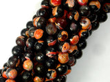 Agate Beads, Orange & Black, 8mm(8.3mm) Faceted-BeadBasic