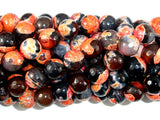 Agate Beads, Orange & Black, 10mm Faceted Round-BeadBasic