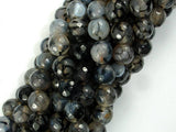 Dragon Vein Agate Beads, Black & Clear, 10mm Faceted Round Beads-BeadBasic