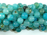 Light Blue Dragon Vein Agate Beads, 10mm Faceted Round-BeadBasic