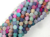 Frosted Matte Agate - Multi color, 4mm Round Beads-BeadBasic