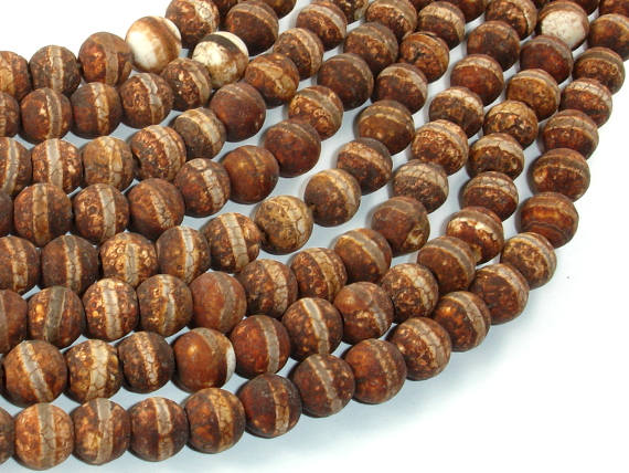 Crackle Tibetan Agate, 8mm Round Beads-BeadBasic