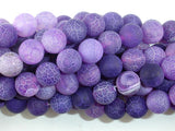 Frosted Matte Agate Beads, Purple, 10mm Round Beads-BeadBasic