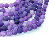 Frosted Matte Agate Beads, Purple, 10mm Round Beads-BeadBasic