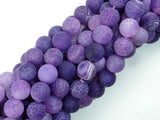 Frosted Matte Agate Beads, Purple, 10mm Round Beads-BeadBasic