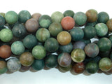 Matte Indian Agate Beads, Fancy Jasper Beads, 10mm Round Beads-BeadBasic