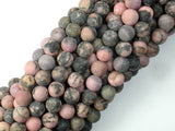 Matte Rhodonite Beads, 6mm, Round Beads-BeadBasic