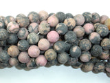 Matte Rhodonite Beads, 8mm, Round Beads-BeadBasic