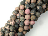 Matte Rhodonite Beads, 8mm, Round Beads-BeadBasic