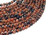 Gold Blue Sand Stone Beads, 6mm Round Beads-BeadBasic