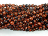 Gold Blue Sand Stone Beads, 6mm Round Beads-BeadBasic