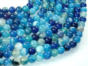 Banded Agate Beads, Striped Agate, Blue, 8mm Round Beads-BeadBasic