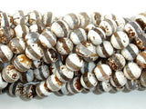 Tibetan Agate Beads, Brown, 10mm Faceted Round Beads-BeadBasic