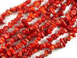 Red Bamboo Coral, 4mm-9 mm Chips Beads-BeadBasic