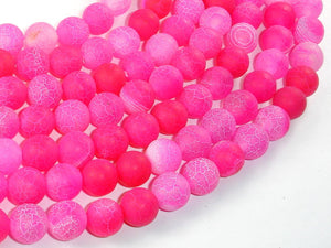 Frosted Matte Agate Beads, Pink, 10mm Round-BeadBasic