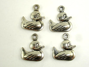 Duck Charms, Zinc Alloy, Antique Silver Tone 10pcs-BeadBasic