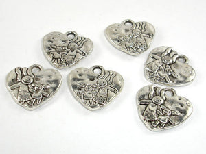 Heart Charms, Zinc Alloy, Antique Silver Tone 10pcs-BeadBasic