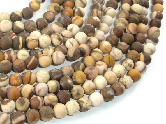 Matte Brown Zebra Jasper Beads, 6mm Round Beads-BeadBasic