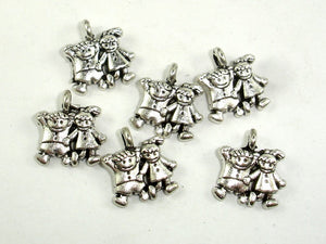 Girl and Boy Charms, Zinc Alloy, Antique Silver Tone 20pcs-BeadBasic