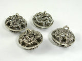 Metal Charms, Hollow Metal Pendant, Zinc Alloy, Antique Silver Tone, 2pcs-BeadBasic