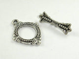 Metal Toggle Clasps , Antique Silver Tone, Ring 10 sets-BeadBasic