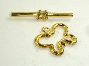 Butterfly Toggle Clasps , Gold Tone, Ring 4 sets-BeadBasic