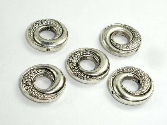 Metal Rings, Metal Spacer-Bead Frame, Zinc Alloy, Antique Silver Tone 10pcs-BeadBasic