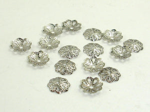 Bead Caps, Rhodium Plated Jewelry findings 6mm, 300 pcs-BeadBasic