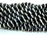 Black Onyx Beads, with White Line, 6mm Round Beads-BeadBasic