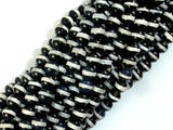 Black Onyx Beads, with White Line, 6mm Round Beads-BeadBasic