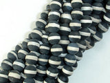 Matte Black Onyx Beads, with White Line, 8mm Round Beads-BeadBasic