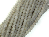 Matte Gray Agate Beads, 4mm Round Beads-BeadBasic