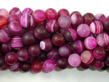 Matte Banded Agate Beads, Fuchsia Agate, 10mm(10.4mm) Round-BeadBasic