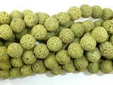 Peridot color Lava Beads, 10mm Round Beads-BeadBasic