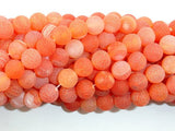 Frosted Matte Agate- Orange, 8mm Round Beads-BeadBasic