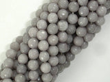 Jade Beads, Light Gray, 6mm Faceted Round-BeadBasic