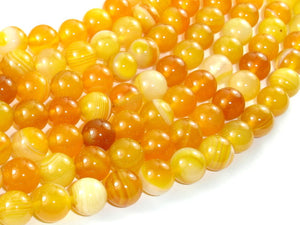 Banded Agate Beads, Yellow, 10mm (10.5mm) Round-BeadBasic